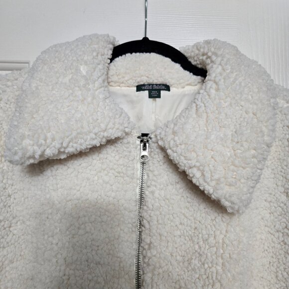 Wild Fable Cream Sherpa Zip-Up Jacket | XS/S Cozy Teddy Fleece Coat - Picture 3 of 14
